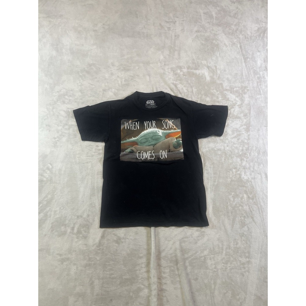 Star Wars Baby Yoda Graphic Tee When Your Song Comes On T-Shirt Mens M Black